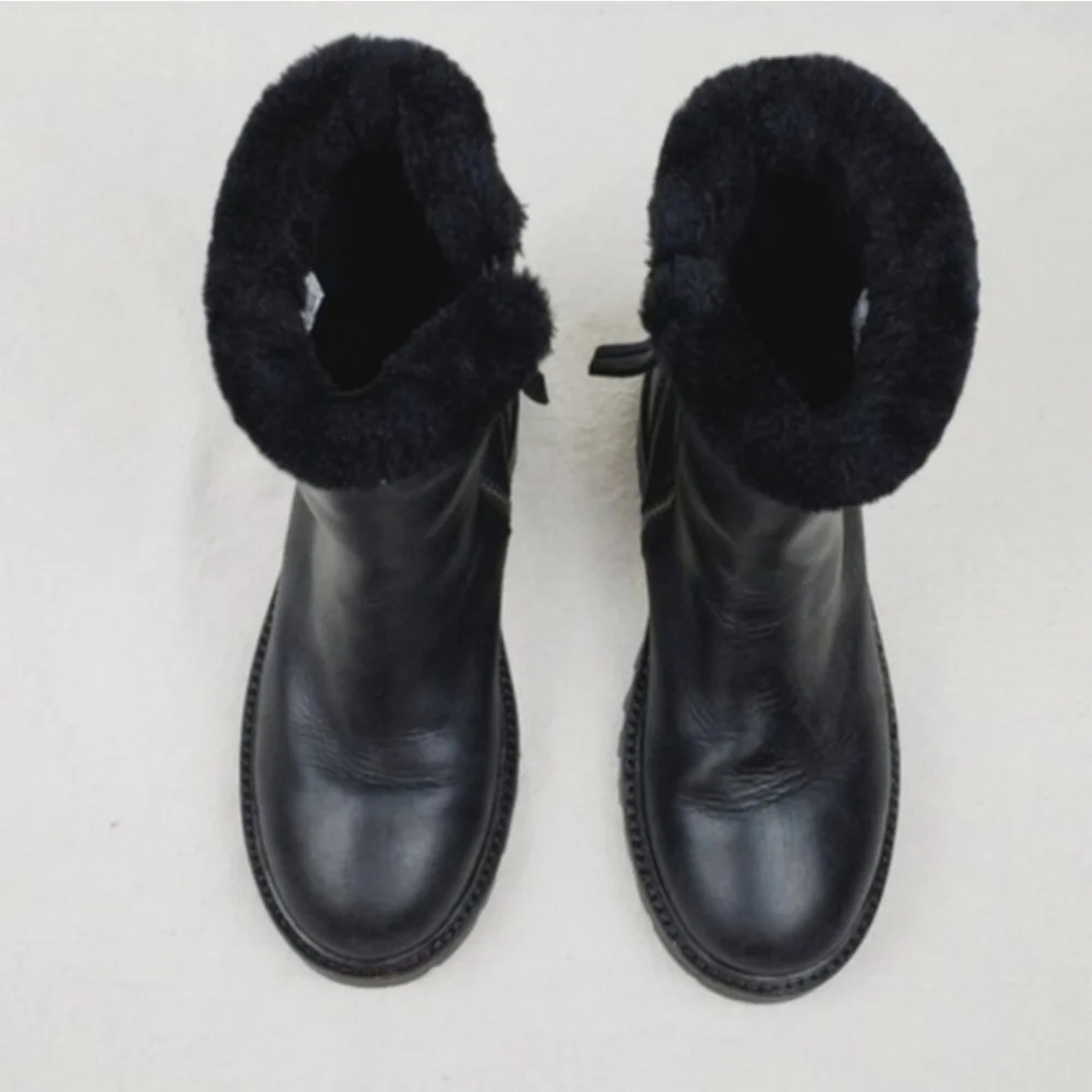 Zara fur top winter boots Size 34